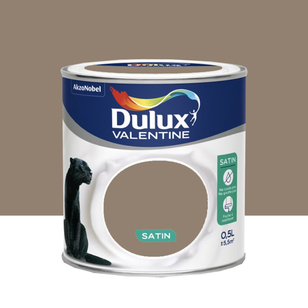 Peinture acrylique satin DULUX VALENTINE Crème de couleur Crème noisette - 0,5L Peinture acrylique satin DULUX VALENTINE Crème de couleur Crème noisette - 0,5L