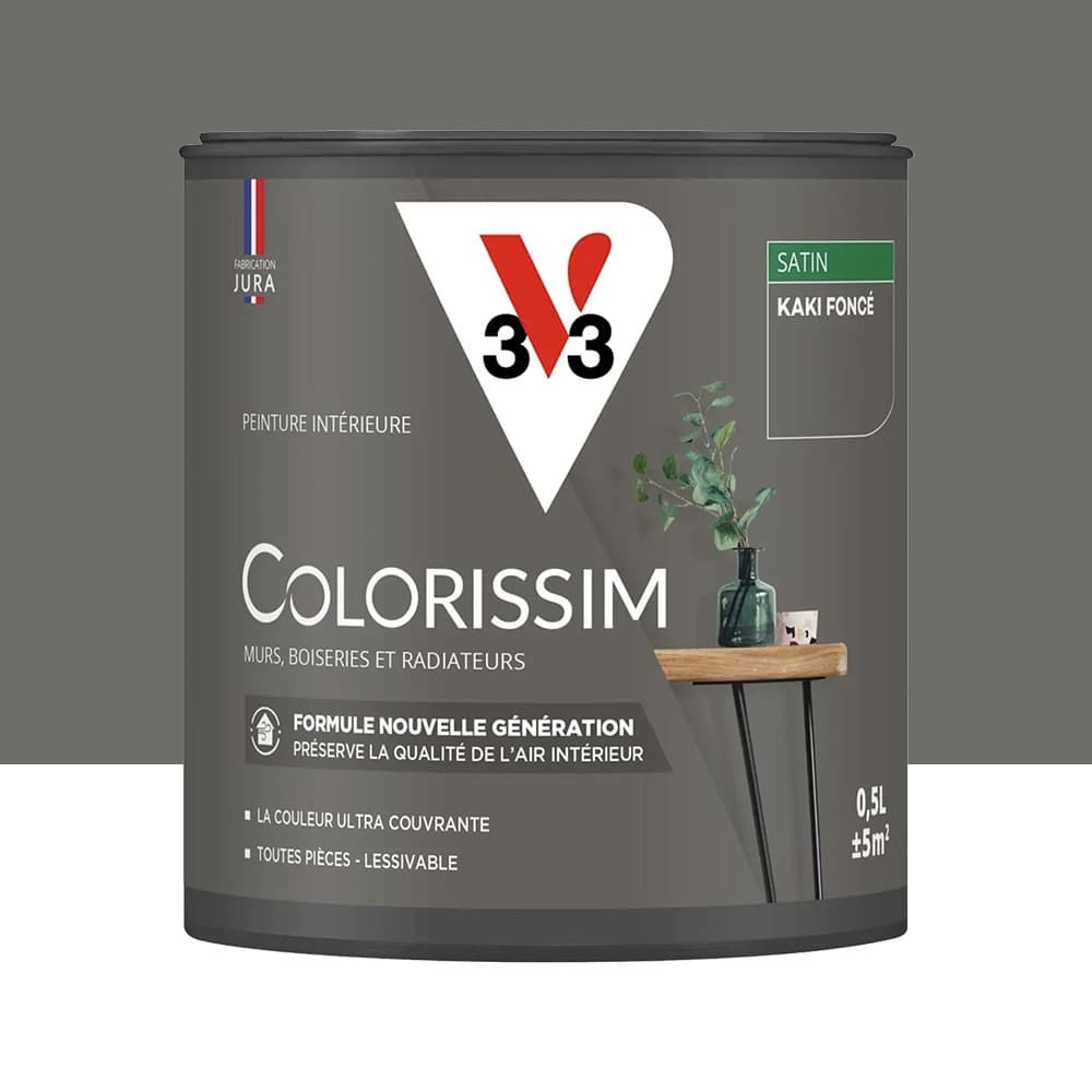 Peinture intérieure V33 Colorissim Satin Kaki foncé - 0,5L Peinture intérieure V33 Colorissim Satin Kaki foncé - 0,5L