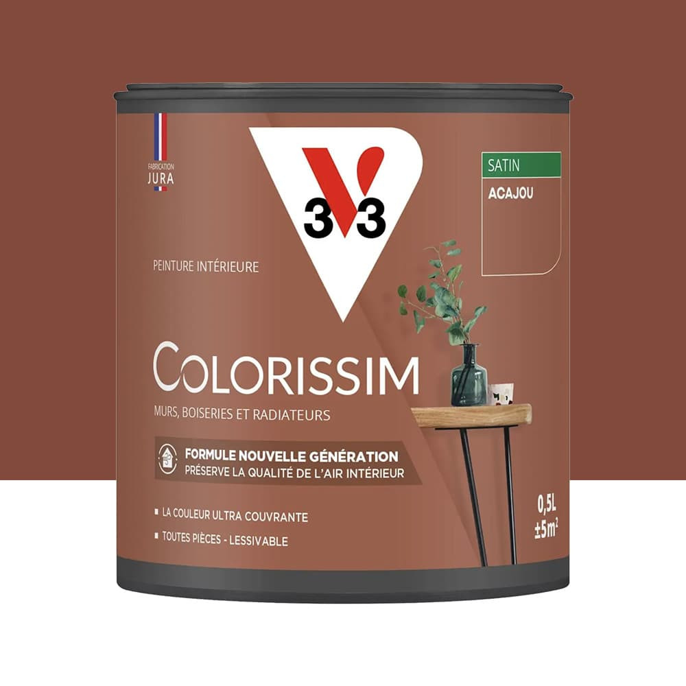 Peinture intérieure V33 Colorissim Satin Acajou - 0,5L Peinture intérieure V33 Colorissim Satin Acajou - 0,5L
