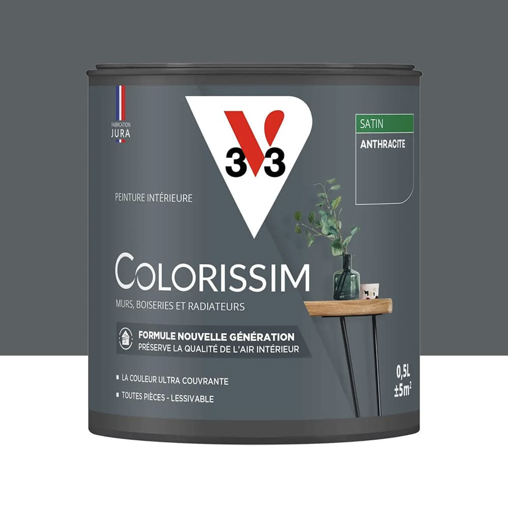 Peinture intérieure V33 Colorissim Satin Anthracite - 0,5L Peinture intérieure V33 Colorissim Satin Anthracite - 0,5L