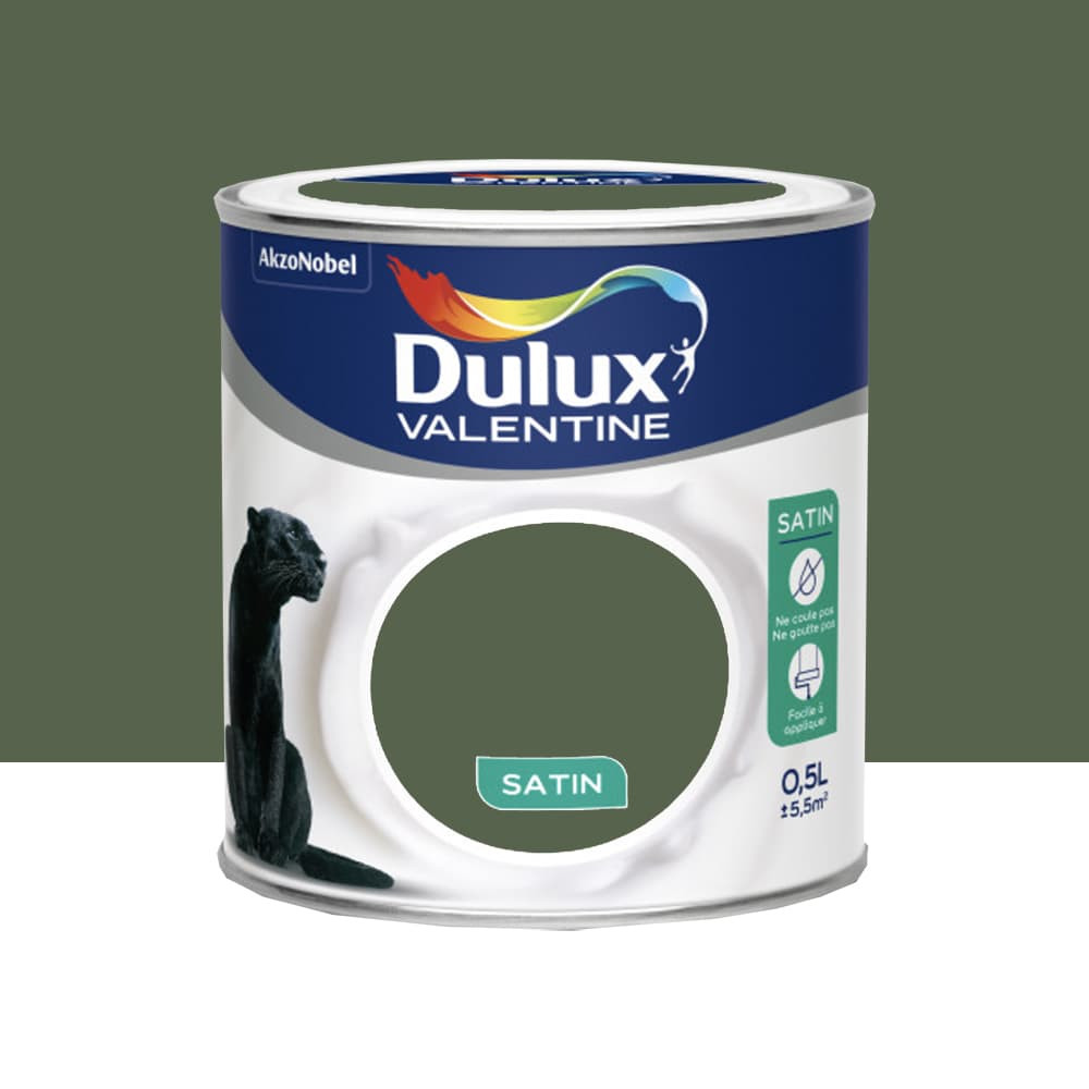 Peinture acrylique satin DULUX VALENTINE Crème de couleur Vert tropical - 0,5L Peinture acrylique satin DULUX VALENTINE Crème de couleur Vert tropical - 0,5L