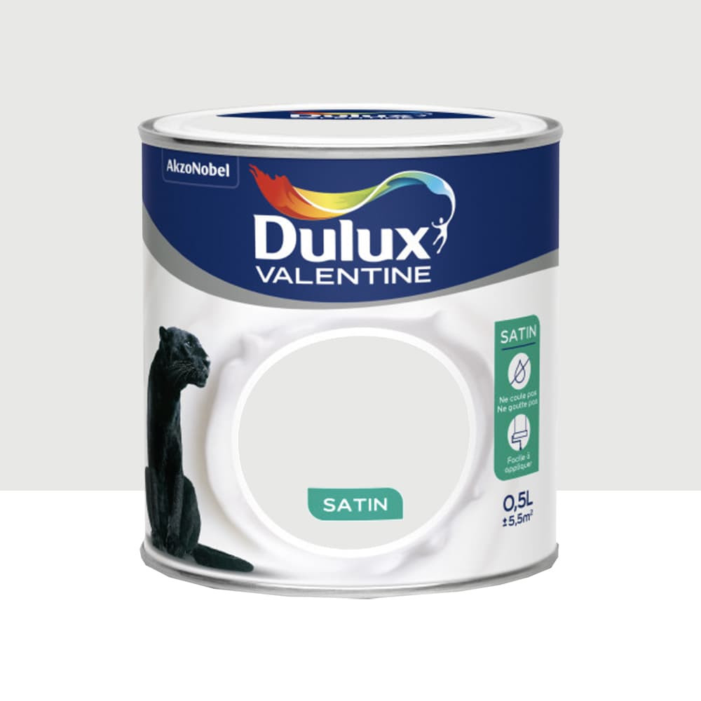 Peinture acrylique satin DULUX VALENTINE Crème de couleur Blanc intense - 0,5L Peinture acrylique satin DULUX VALENTINE Crème de couleur Blanc intense - 0,5L