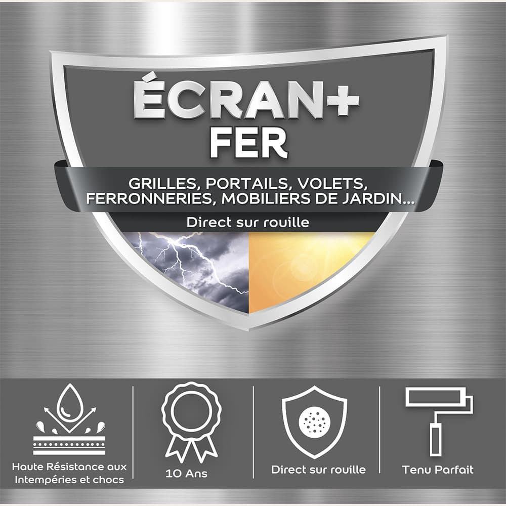 Peinture DULUX VALENTINE Ecran+ Fer Mat Noir - caractéristiques