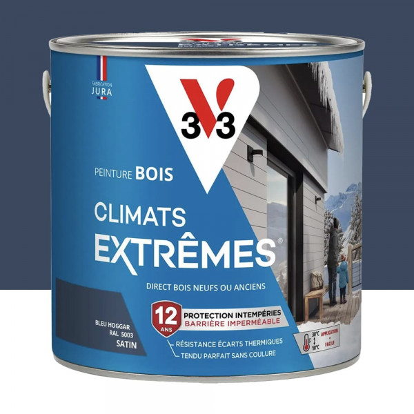 Peinture bois V33 Climats Extrêmes Bleu hoggar - 2L