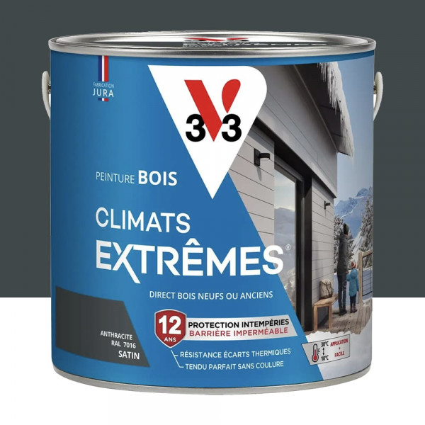 Peinture bois V33 Climats Extrêmes Anthracite - 2L