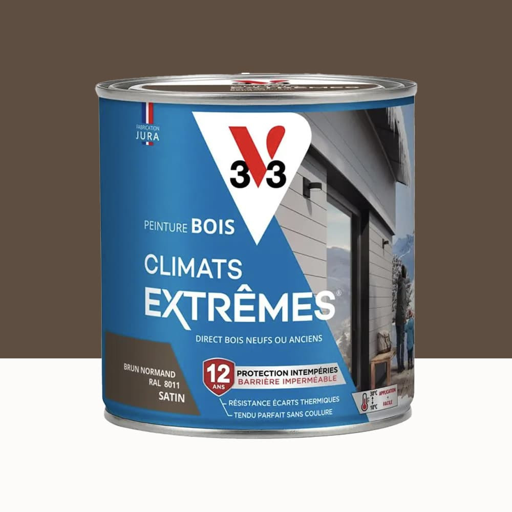 Peinture bois V33 Climats Extrêmes Brun Normand - 0,5L