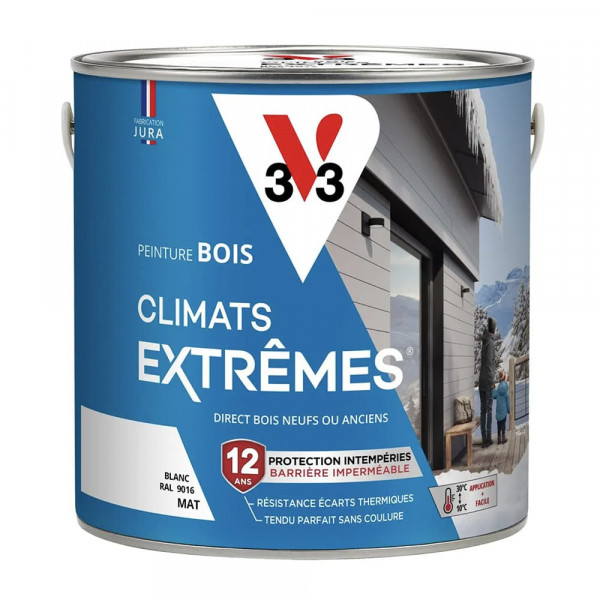 Peinture bois V33 Climats Extrêmes mat Blanc - 2L