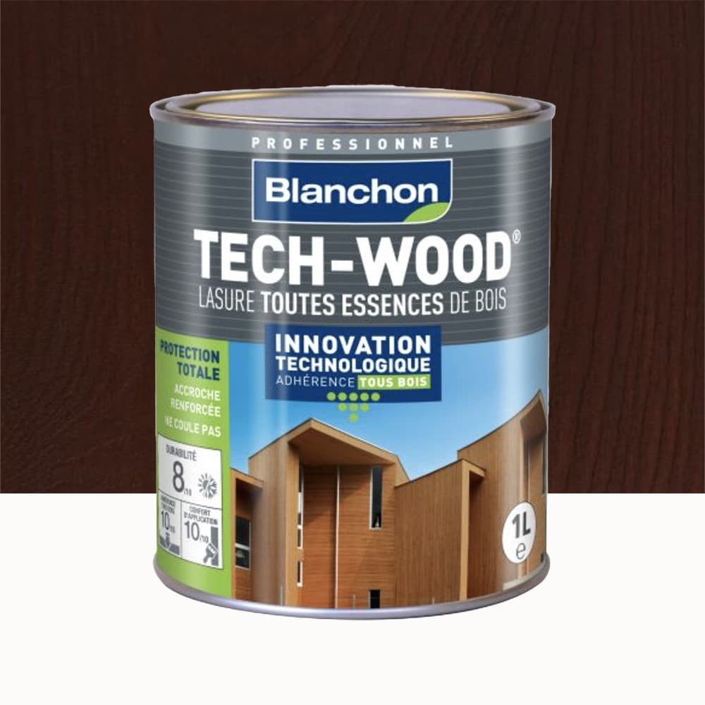 Lasure Tech-Wood BLANCHON Brun acajou - 1L Lasure Tech-Wood BLANCHON Brun acajou - 1L