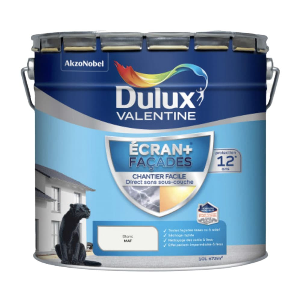 Peinture façade Dulux Valentine Ecran+ Chantier Facile Blanc - 10L Peinture façade Dulux Valentine Ecran+ Chantier Facile Blanc - 10L