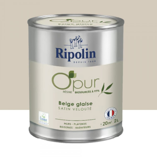 Peinture Murs, Boiseries, Radiateurs RIPOLIN OPur Satin Beige glaise NP - 2L