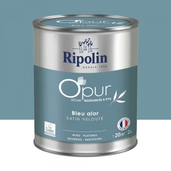 Peinture Murs, Boiseries, Radiateurs RIPOLIN OPur Satin Bleu alor NP - 2L
