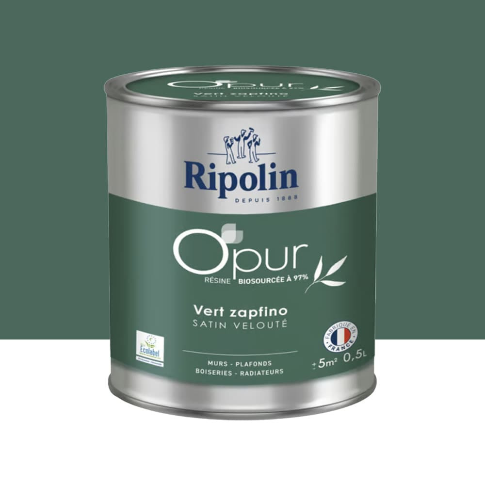 Peinture Murs, Boiseries, Radiateurs RIPOLIN OPur Satin Vert zapfino NP - 0,5L