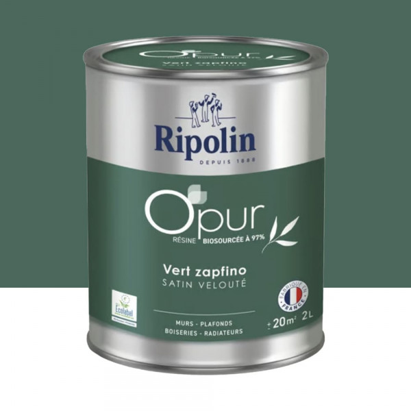 Peinture Murs, Boiseries, Radiateurs RIPOLIN OPur Satin Vert zapfino NP - 2L