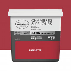 Peinture Chambres & Séjours Théodore Satin lessivable Espelette - 0,75L