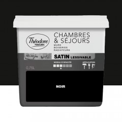 Peinture Chambres & Séjours Théodore Satin lessivable Noir - 0,75L
