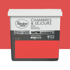 Peinture Chambres & Séjours Théodore Satin lessivable Coquelicot - 0,75L