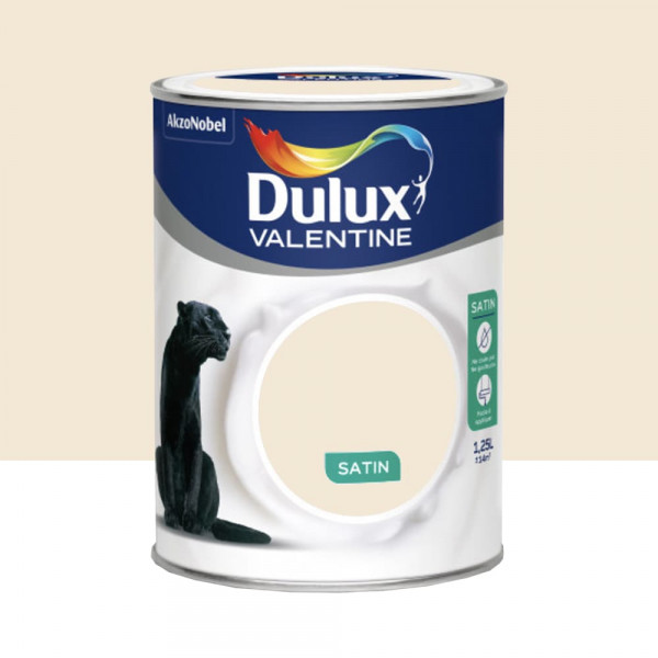 Peinture acrylique satin DULUX VALENTINE Crème de couleur Blanc Cassé - 1,25L