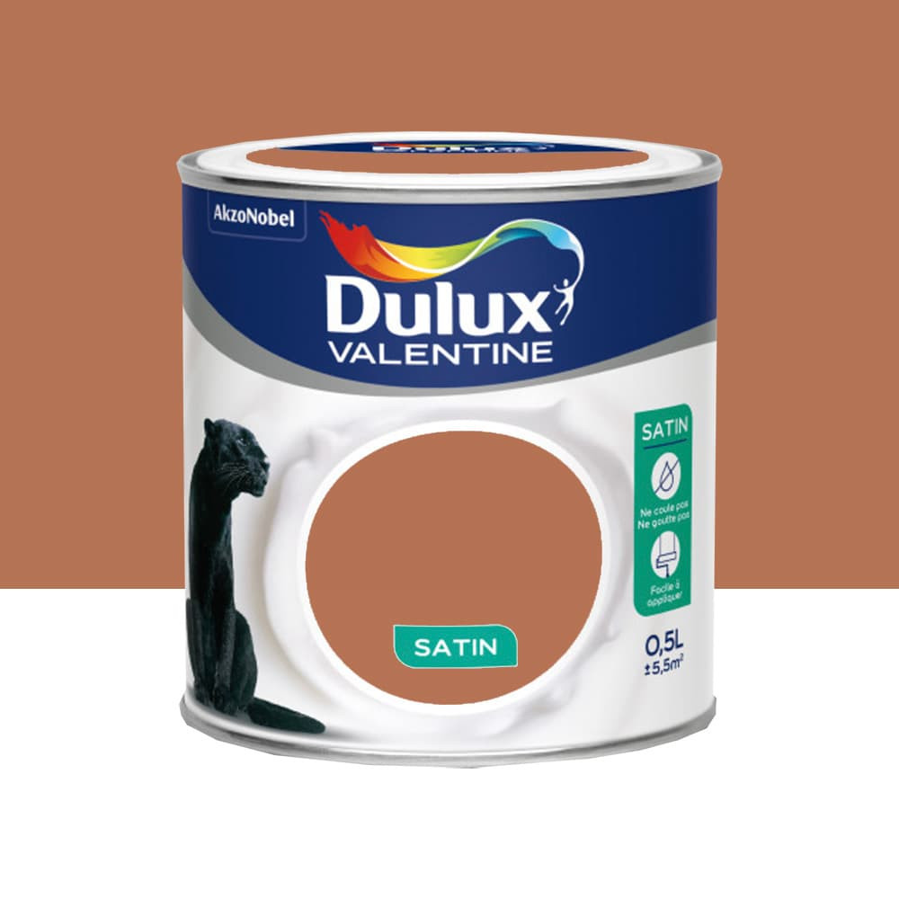 Peinture acrylique satin DULUX VALENTINE Crème de couleur Terre cuite - 0,5L Peinture acrylique satin DULUX VALENTINE Crème de couleur Terre cuite - 0,5L
