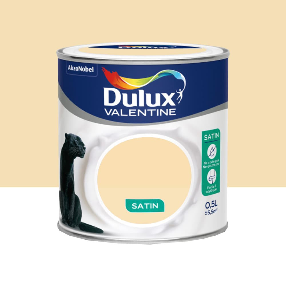 Peinture acrylique satin DULUX VALENTINE Crème de couleur Vanille - 0,5L Peinture acrylique satin DULUX VALENTINE Crème de couleur Vanille - 0,5L