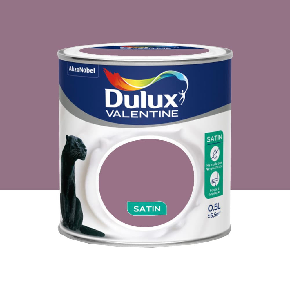 Peinture acrylique satin DULUX VALENTINE Crème de couleur Figue - 0,5L Peinture acrylique satin DULUX VALENTINE Crème de couleur Figue - 0,5L
