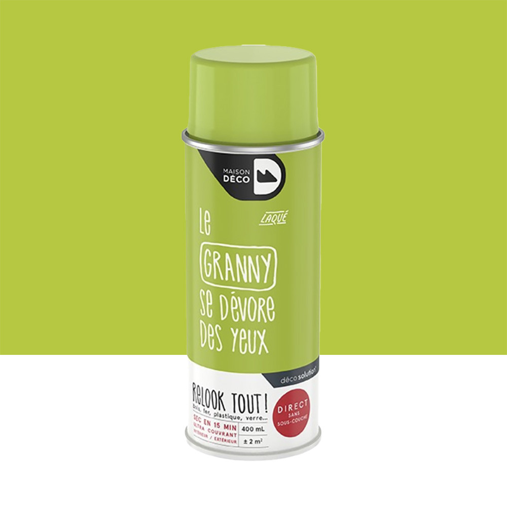 Bombe de peinture MAISON DECO les couleurs Granny laqué - 400ml Bombe de peinture MAISON DECO les couleurs Granny laqué - 400ml