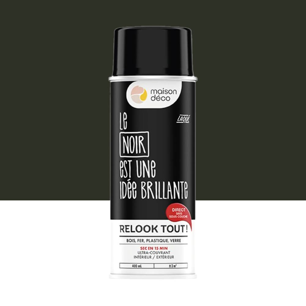 Bombe de peinture MAISON DECO les couleurs Noir laqué - 400ml Bombe de peinture MAISON DECO les couleurs Noir laqué - 400ml