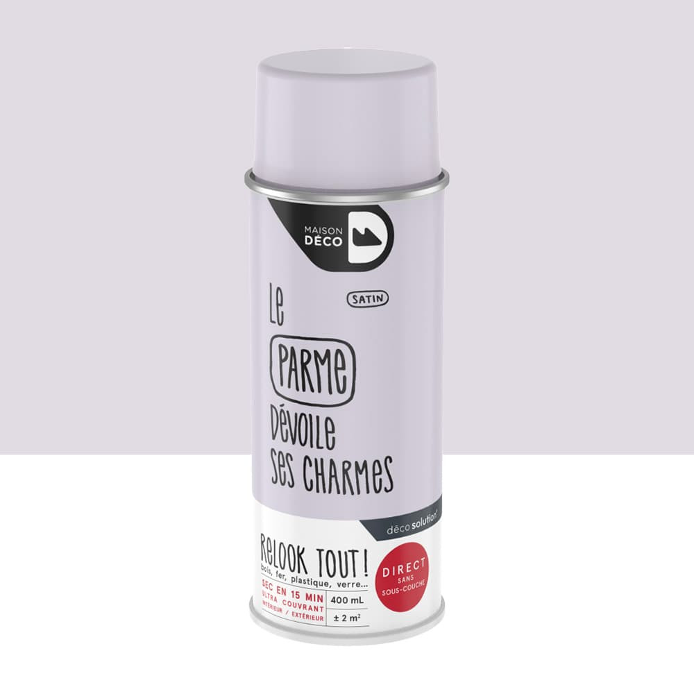 Bombe de peinture MAISON DECO les couleurs Parme satin - 400ml Bombe de peinture MAISON DECO les couleurs Parme satin - 400ml