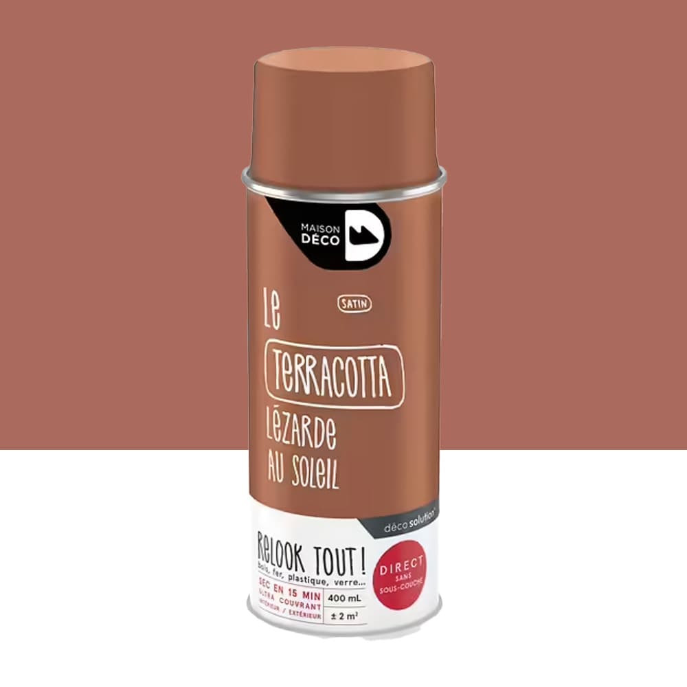 Bombe de peinture MAISON DECO les couleurs Terracotta satin - 400ml Bombe de peinture MAISON DECO les couleurs Terracotta satin - 400ml