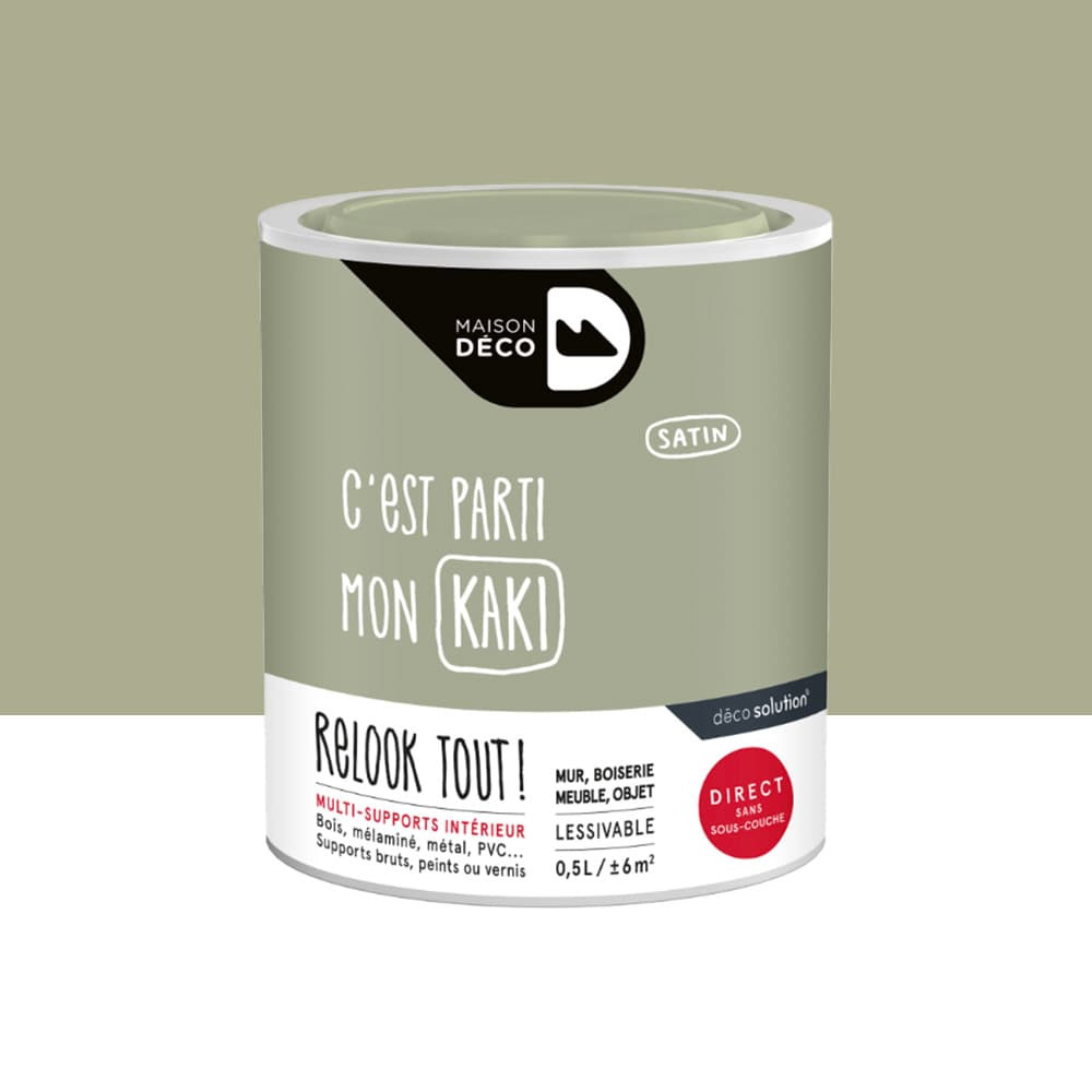 Peinture finition MAISON DECO Relook Tout Kaki - 0,5L Peinture finition MAISON DECO Relook Tout Kaki - 0,5L