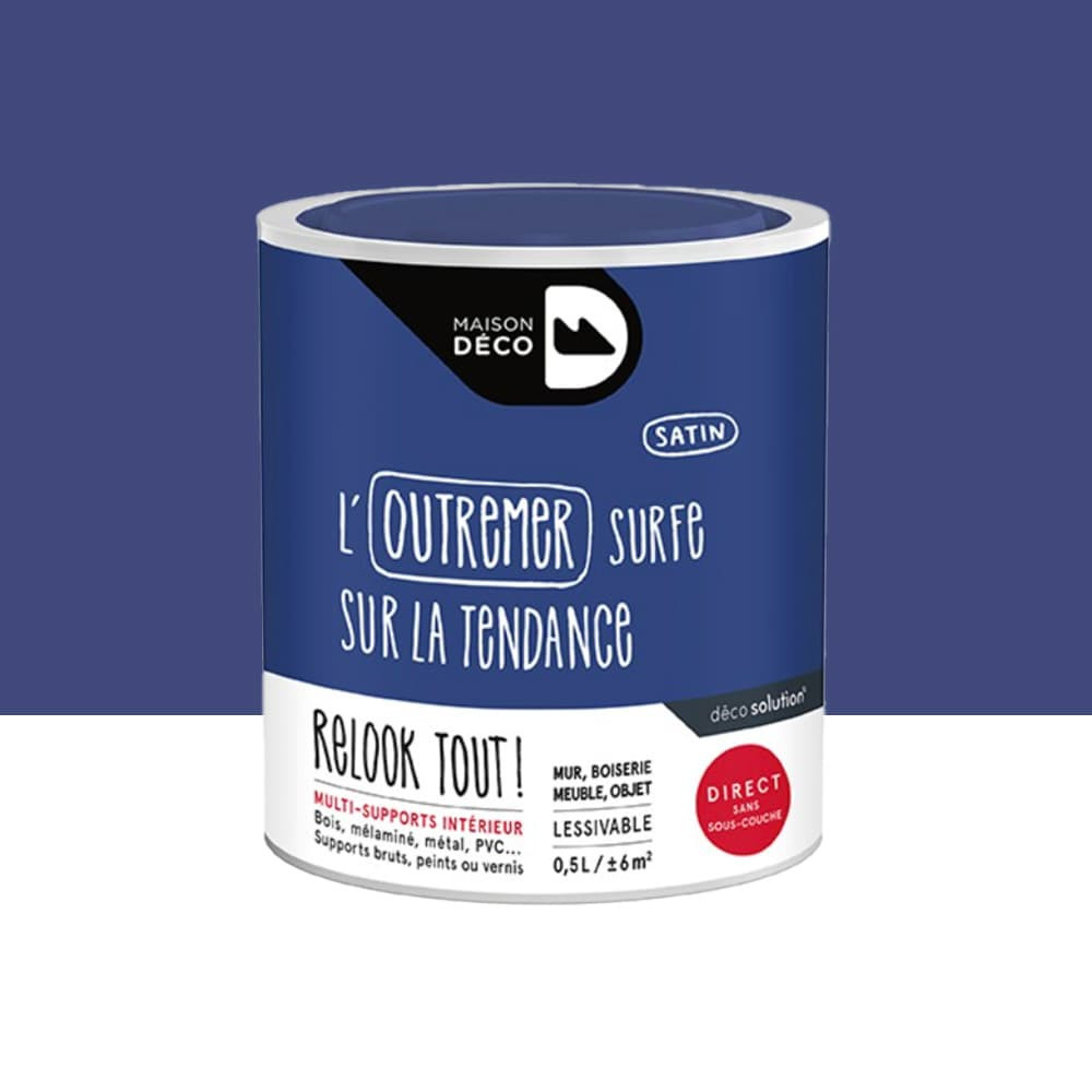 Peinture finition MAISON DECO Relook Tout Outremer - 0,5L Peinture finition MAISON DECO Relook Tout Outremer - 0,5L