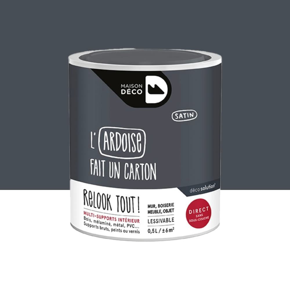 Peinture finition MAISON DECO Relook Tout Ardoise - 0,5L Peinture finition MAISON DECO Relook Tout Ardoise - 0,5L