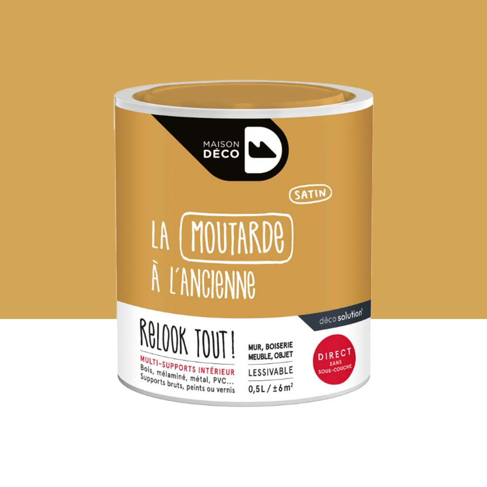 Peinture finition MAISON DECO Relook Tout Moutarde - 0,5L Peinture finition MAISON DECO Relook Tout Moutarde - 0,5L