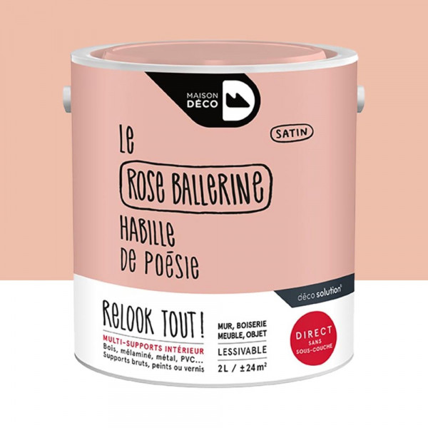 Peinture finition MAISON DECO Relook Tout Rose Ballerine - 2L