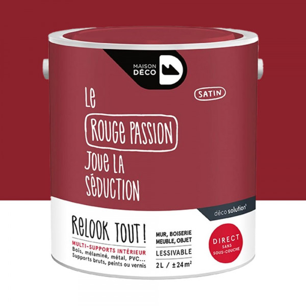 Peinture finition MAISON DECO Relook Tout Rouge Passion - 2L
