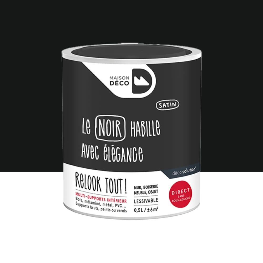 Peinture finition MAISON DECO Relook Tout Noir - 0,5L Peinture finition MAISON DECO Relook Tout Noir - 0,5L