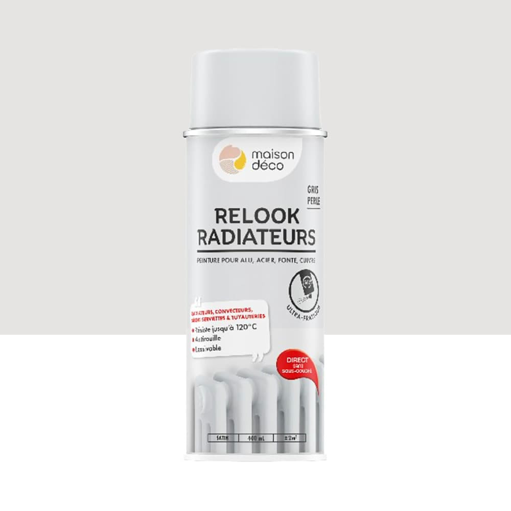 Bombe de peinture MAISON DECO Radiateurs Gris perle Satin - 400ml Bombe de peinture MAISON DECO Radiateurs Gris perle Satin - 400ml