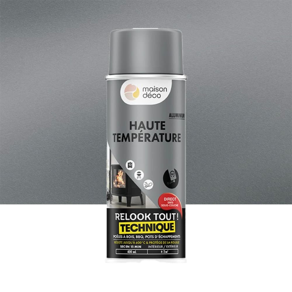 Bombe de peinture MAISON DECO Haute température Aluminium - 400ml Bombe de peinture MAISON DECO Haute température Aluminium - 400ml