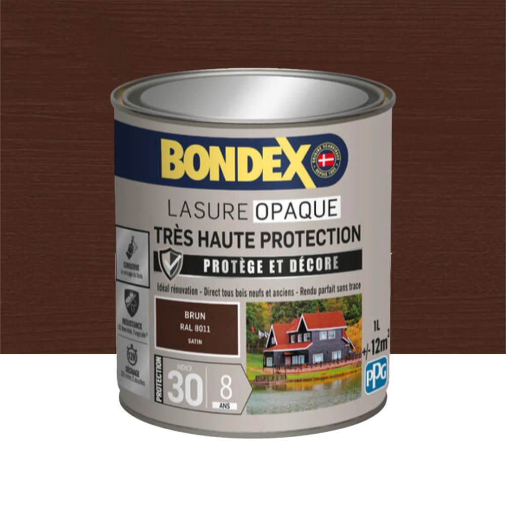 Lasure opaque BONDEX Très Haute Protection 8 ans Brun (ral 8011) - 1L Lasure opaque BONDEX Très Haute Protection 8 ans Brun (ral 8011) - 1L