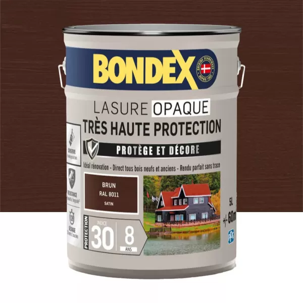Lasure opaque BONDEX Très Haute Protection 8 ans Brun (ral 8011) - 5L