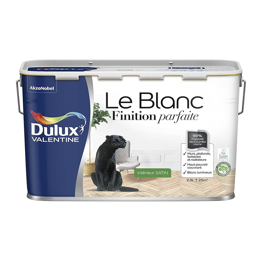 Peinture Dulux Valentine Le Blanc Finition parfaite Satin - 2,5L Peinture Dulux Valentine Le Blanc Finition parfaite Satin - 2,5L