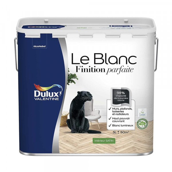 Peinture Dulux Valentine Le Blanc Finition parfaite Satin - 5L