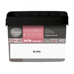 Peinture Chambres & Séjours Théodore Satin Monocouche Blanc - 0,75L