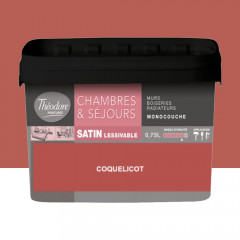 Chambres & Séjours Théodore Satin Monocouche Coquelicot - 0,75L