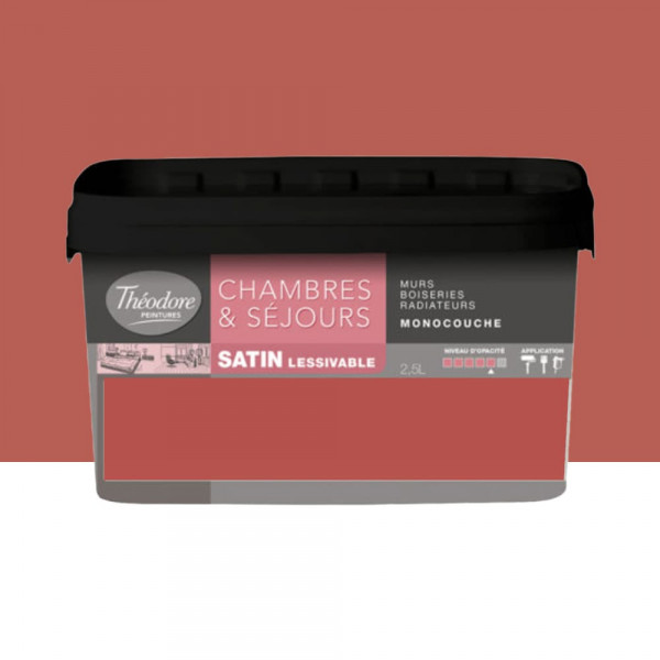 Chambres & Séjours Théodore Satin Monocouche Coquelicot - 2,5L