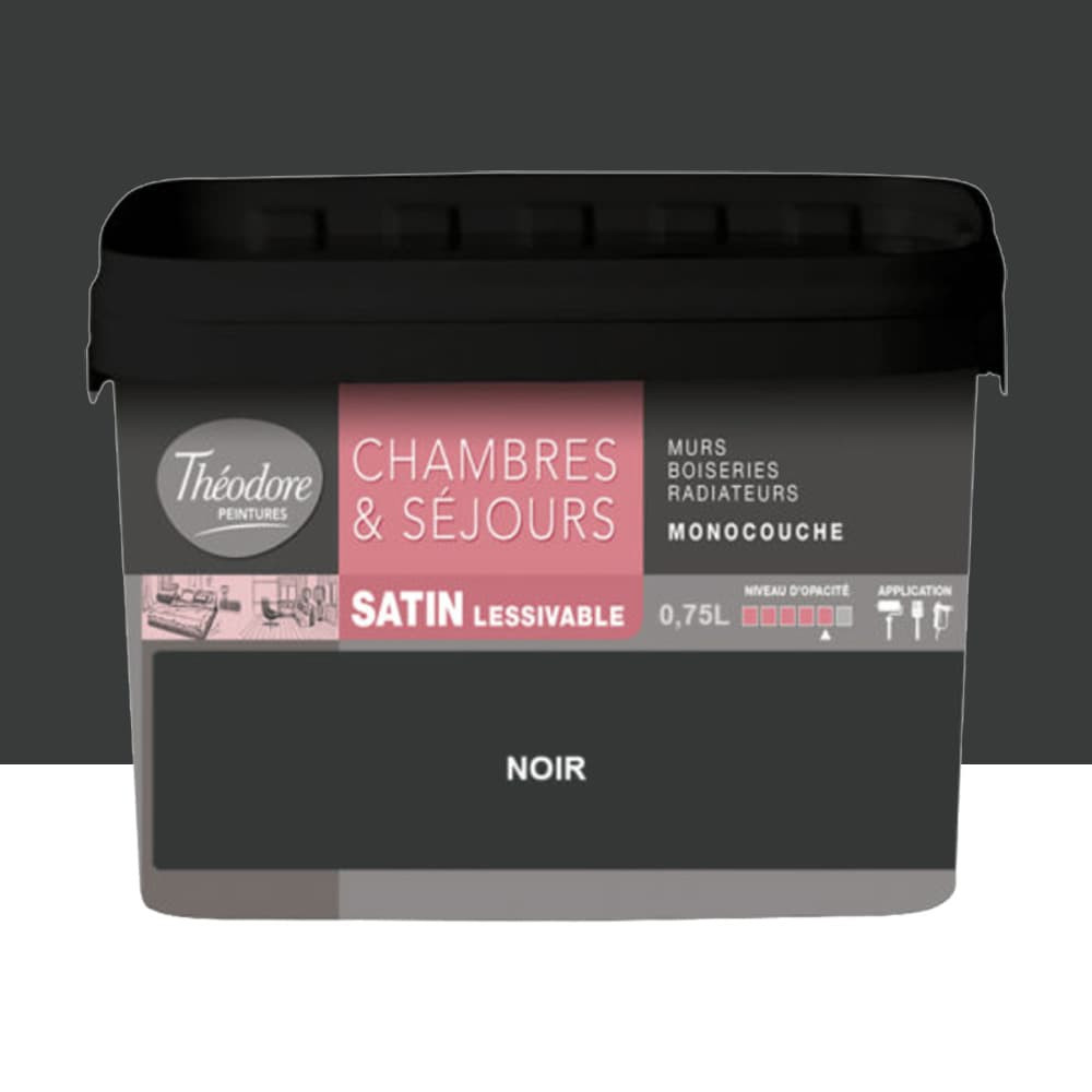 Chambres & Séjours Théodore Satin Monocouche Noir - 0,75L Chambres & Séjours Théodore Satin Monocouche Noir - 0,75L