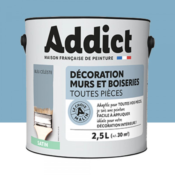 Peinture Décoration Murs et Boiseries addict Satin Bleu céleste - 2,5L