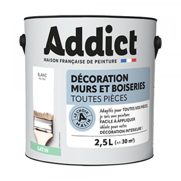 Peinture Décoration Murs et Boiseries addict Satin Blanc - 2,5L