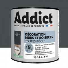 Peinture Décoration Murs et Boiseries addict Satin Gris anthracite - 0,5L