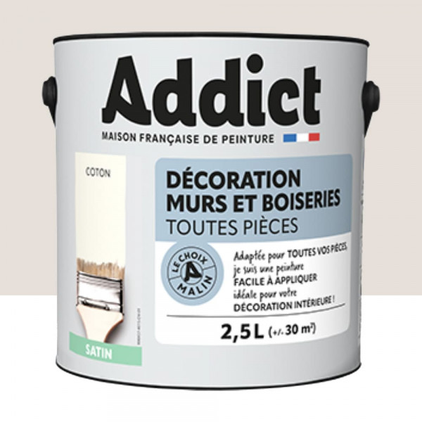 Peinture Décoration Murs et Boiseries addict Satin Coton - 2,5L