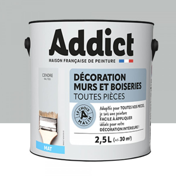Peinture Décoration Murs et Boiseries addict Mat Cendre - 2,5L